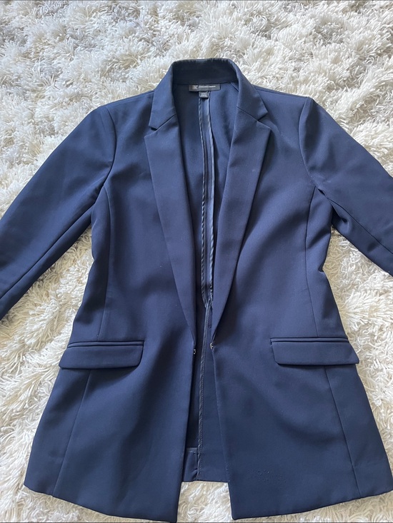 INC International Concepts Jackets & Blazers - INC International Concepts Navy Long Tailored Blazer